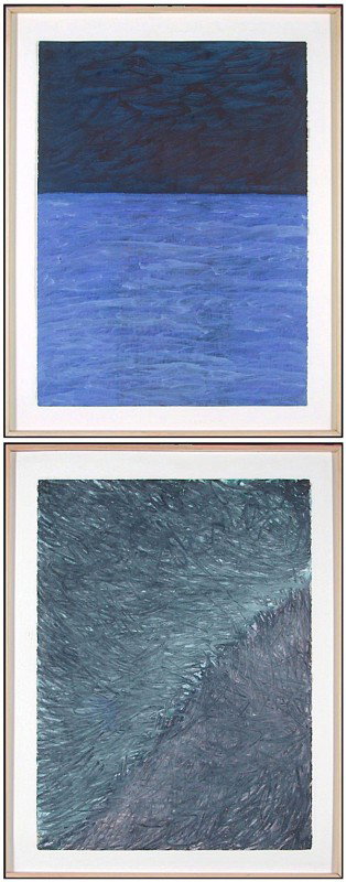 Jeanne M. Lamosse (20th Century) American (two): UNTITLED 3786, 1986; UNTITLED 2287, 1987, two oil paintings on paper, the first with oil stick , both signed, 30 x 22", both framed with glass. (2)
