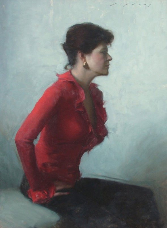 Jeremy Lipking (b. 1975) American: THE MESSAGE, oil painting on canvas, signed upper right, 40 x 30". Provenance: Acquired directly from the artist.