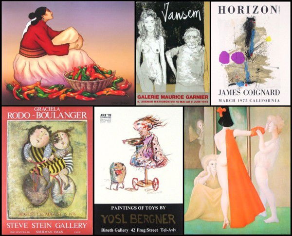 Poster Collection: R. C. Gorman, Jean Jansem, Jame: R. C. Gorman, signed poster; Together with Jean Jansem, color lithograph poster; Together with James Coignard, color lithograph poster; Together with Boulanger, color lithograph poster; Together with