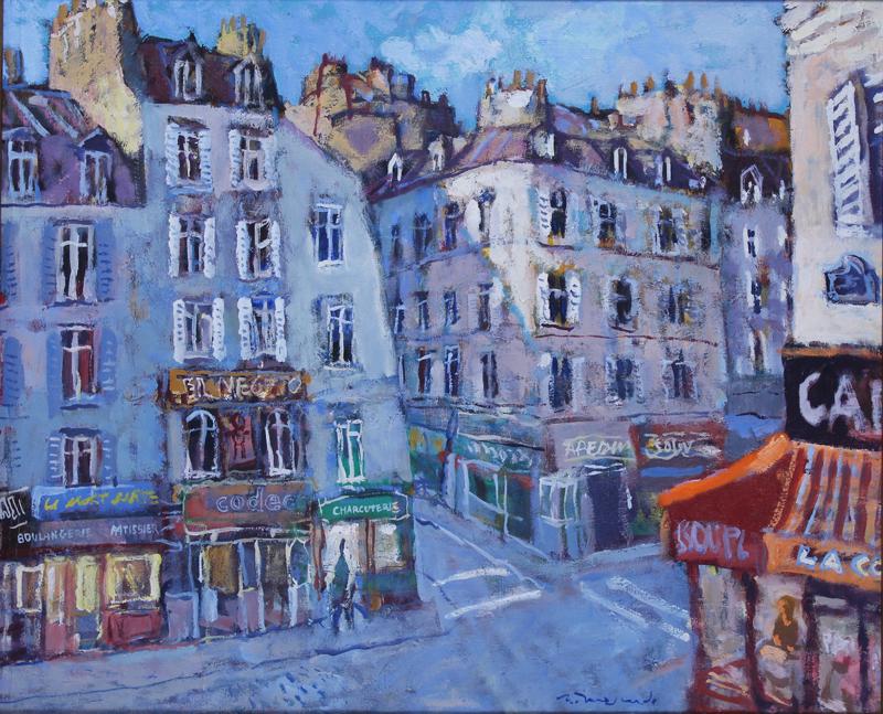 Ramon Moscardo Fernandez (b. 1953) Spain: PARIS, 1983, oil painting on canvas, signed lower right, signed and dated on verso, 25 ½ x 31 ½”, frame 36 ¼ x 42 x 4”.