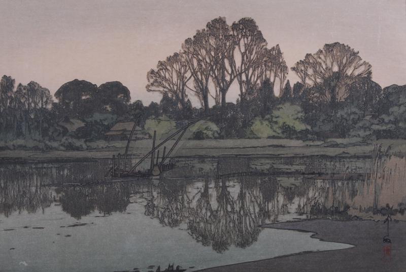 Hiroshi Yoshida (1876-1950) Japanese: YOSHIKAWA (TO.201), 1935, color woodblock print, with seals and title and signature stamps, image 9 5/8 x 14 7/8”, frame 15 x 20” with glass.