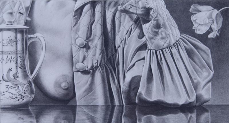 Douglas Bond (b. 1937) Georgia: TULIP (Emouboir), 1983, graphic drawing on Rives BFK paper, signed lower right, image 9 ½ x 17”, frame 17 ¾ x 24 ¼” with glass. Provenance: OK Harris Gallery, NYC.