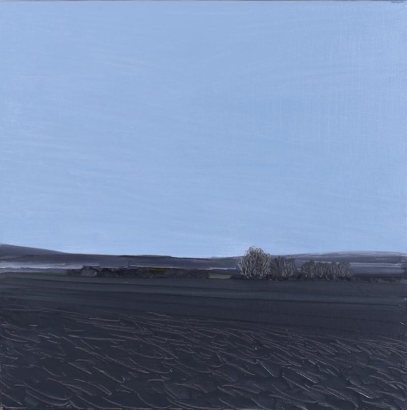 Hilary Dymond (b. 1953) Wales: LYON FRANCE CALIFORNIA, 1996, oil painting on canvas, signed and dated and titled on verso, 33 ½ x 33 ¾”.