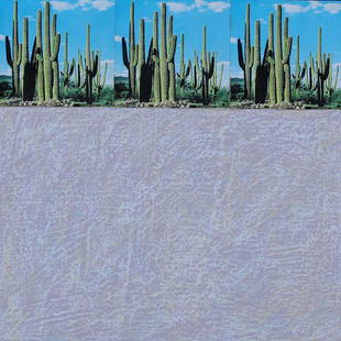 Ned Evans (b. 1950 California: UNTITLED (Cactus Magazine Collage), 1980, gouache and collage on paper, signed and dated lower right in blue pencil, 21 ½ x 19 ¼”, frame 23 ¼ x 21” with glass. Provena