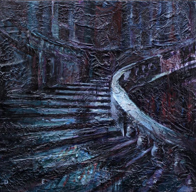 Lawrence Gipe (b. 1962) Baltimore: DESIRE, oil painting on synthetic panel artist-mounted to wood, a signature not found, 48 x 48 ½”, frame 53 x 53 ½ x 3”.