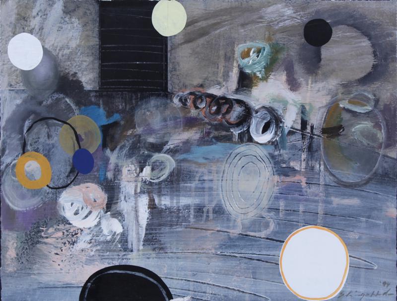 Shingo Honda (1944-2019) Japan California Hawaii: CIRCUS, 1994, oil painting and mixed media on paper, signed and dated lower right, 13 x 17”, frame 17 x 21” with double glass.