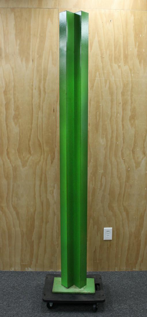 Jay Willis (20 th / 21 st Century) California: GREEN COLUMN, enamel painted steel sculpture, a signature not found, 85” tall. From the Collection of Laura Lee Stearns, Los Angeles.