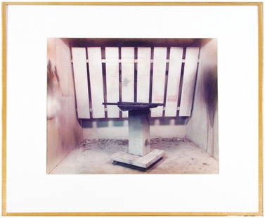Leland Rice (b. 1940) American: WALL SITE SPRAY BOOTH, 1978, Cibachrome, signed and dated (intact under mat), from the numbered edition 100, image 20 x 23 ¾", full margins, in Randolf & Claudia Laub frame, with glass, faded from su