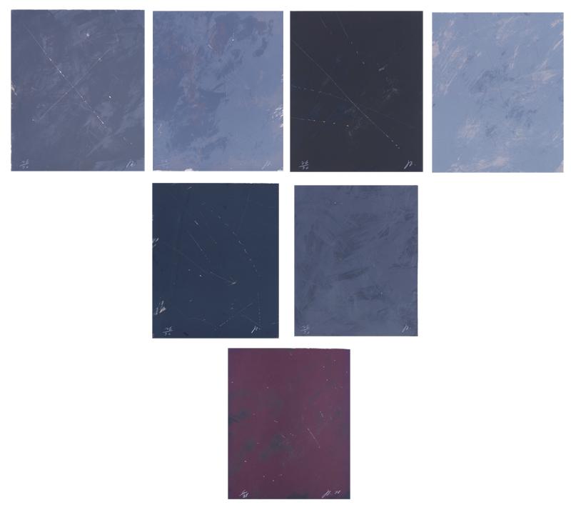 Joe Goode (b. 1937) California (two): RAINY SEASON 78, 1978, portfolio of six color lithographs with razor blade manipulation by artist, each signed and numbered 26/30 in pencil; Together with UNTITLED (249C), color lithograph with razor