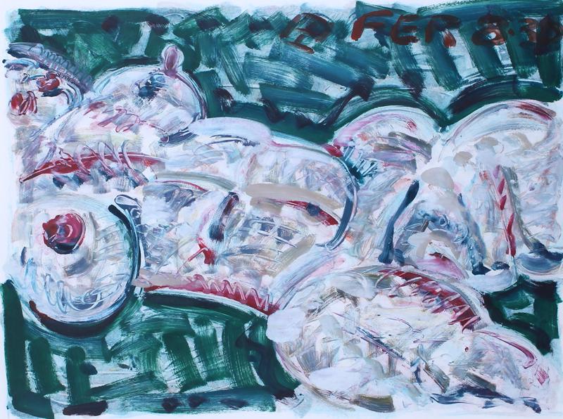 Frank Romero (b. 1941) California: NUDE, color monotype, signed and dated upper right, Tamarind blind stamp lower left, sheet 30 x 38”, discardable frame 36 ½ x 44” with glass.