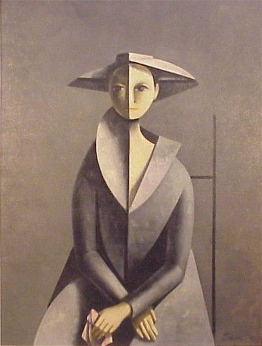 Duilio Barnabe (1914-1961) Italian: SEATED WOMAN, 1961, oil painting on canvas board, 45 ½ x 34 ½", signed lower right, framed, a few speck chips.