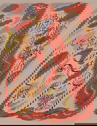 Andre Masson (1896-1987) French: EXULTATION ROUGE, color lithograph, signed in pencil, artist's proof, image 29 x 21 ½", full margins, slight toning at sheet edges.