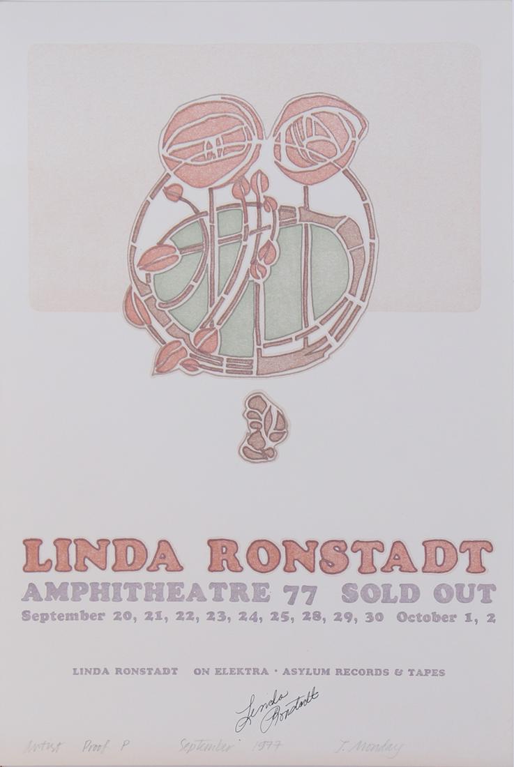 Linda Ronstadt signed T. Monday poster (1 of 2)