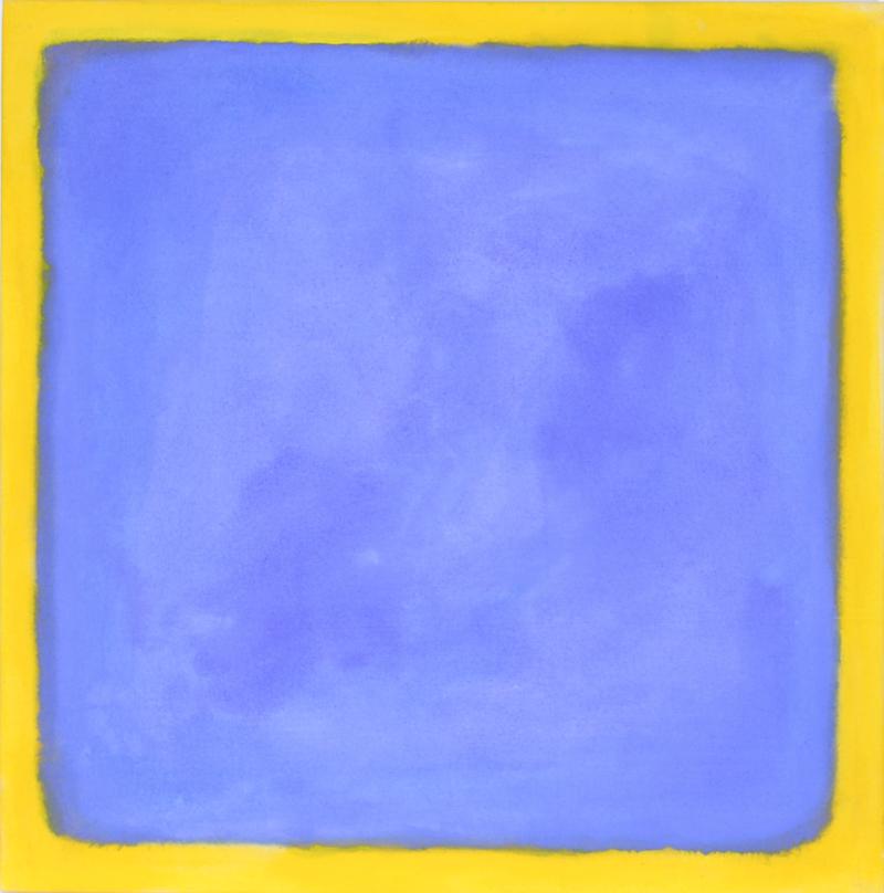 Richard Marcus Taylor (20 th Century): #24 BLUE AND GOLD, 2012 oil painting on canvas, signed and inscribed on verso, 36 x 36”. From the Alan Charles collection.