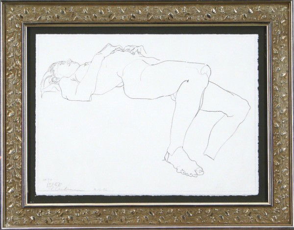 Robert Graham (1938-2008) American: RECLINING NUDE, lithograph, signed in pencil, proof aside from the numbered edition, sheet 10 ¾ x 14 ¾", framed with glass.