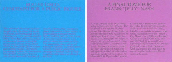 Robert Morris (b. 1931) American (two): A FINAL TOMB FOR FRANK "JELLY" NASH; ROLLER DISCO: CENOTAPH FOR A PUBLIC FIGURE, 1980, a pair of color screenprints, each signed in pencil, from the numbered editions 180, images 18 x 24", full margin