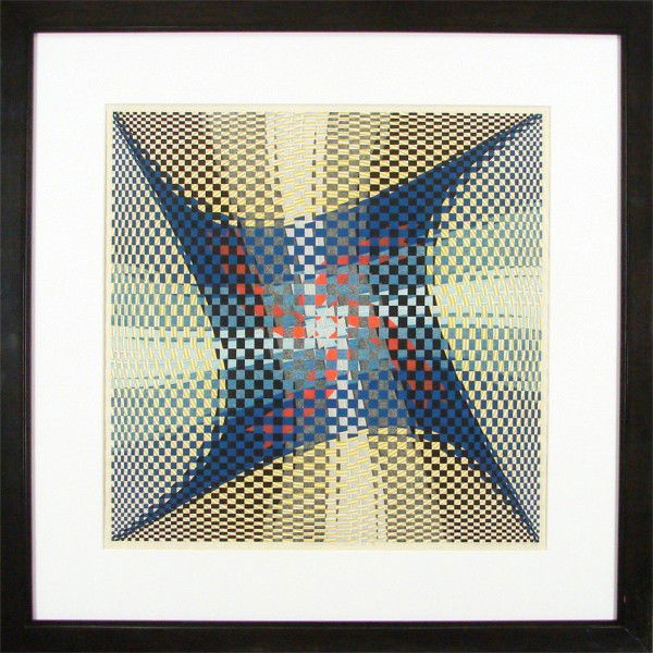 Kazumi Amano (1927-2001) Japanese: INVOLUTION-UNION 4B, 1986, mixed media woodblock print, signed in pencil, from the numbered edition 30, image 29 x 29", full margins, framed.