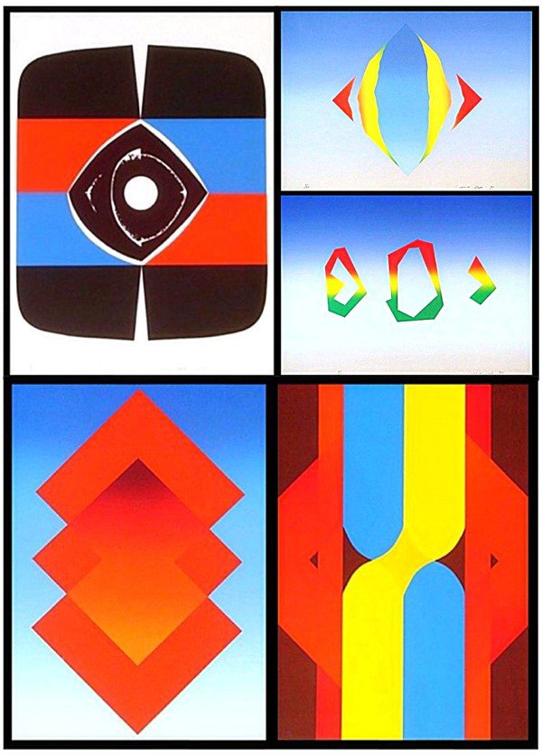 Hiro Yada (20th Century) Japanese (five): VARIOUS, 1970-71, five color screenprints, each signed in pencil, from the numbered editions 25, 30, 35, average sheet size 29 x 20 ½", one with faint discoloration lower sheet edge and a soft handli