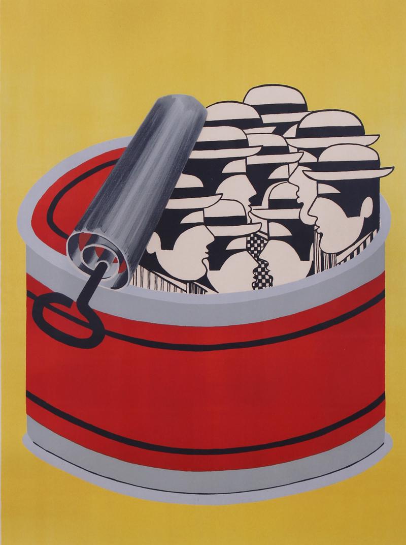 Yannis Gaitis (1923-1984) Greece: SARDINE CAN, color lithograph, signed and numbered 176/250 in pencil, published by Circle Fine Arts with blind stamp lower left, image 25 ½ x 19 ½”, full margins, frame 32 x 25&rdq