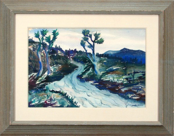 Guy De Bouthillier- Chavigny (1893-1962) French/ Am: ARROYO, JOSHUA TREE, watercolor on paper, signed lower right, sight 14 ½ x 21 ¼", framed, discoloration upper sheet edge, otherwise in good condition.