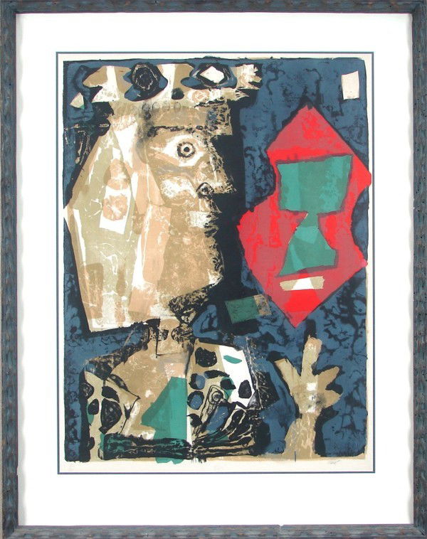 Antoni Clave (1913-2005) Spanish: ROYAL FIGURE, color lithograph, signed in pencil, from the numbered edition 100, sheet 37 x 29", published by L'Oeuvre Gravee, framed.