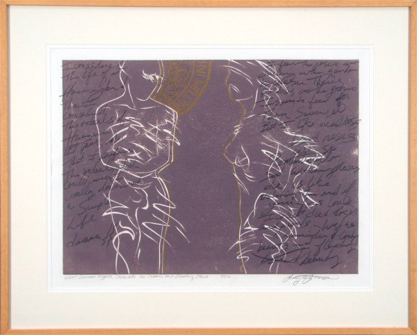 Contemporary School: WARM SUMMER NIGHTS, CHOCOLATE ICE CREAM & SHOOTING STARS, color monoprint with hand written poetry, signed in pencil and inscribed 5/5 EV, image 19 x 26 ½", full margins, framed.