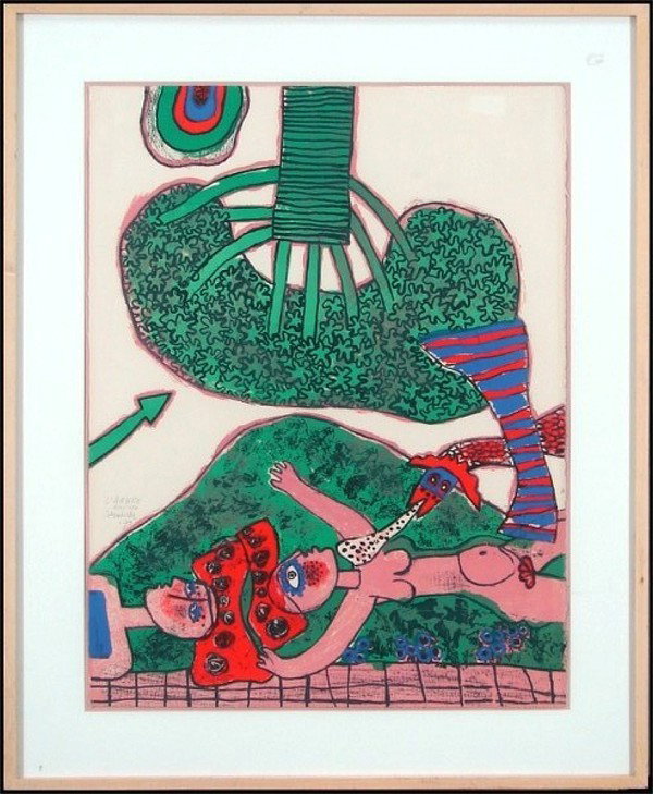 Corneille (Cornelis Guillaume Van Beverloo) (b. 192: L'ARBRE, 1971, color lithograph, signed in pencil, from the numbered edition 150, sheet 26 x 20", framed with glass, pale toning, otherwise in good condition.