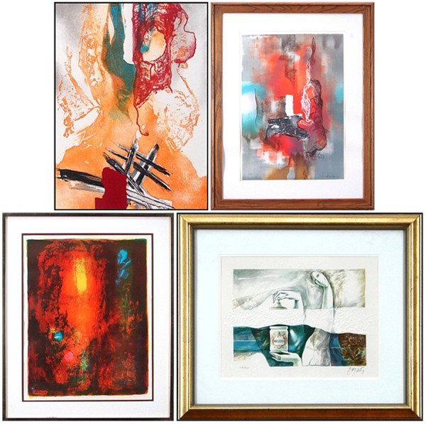 Laszlo Dus (b. 1941) (2) LeBaDang (b. 1922) & Josep: Laszlo Dus, UNTITLED, color lithograph, signed in pencil, from the numbered edition Roman numeral 100, sheet 25 x 17 ¼", tiny tear upper sheet edge; UNTITLED, 1982, color etching, signed in pencil, f