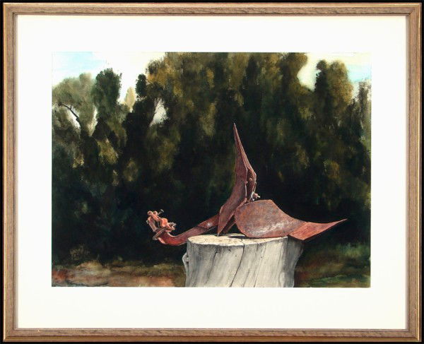 Peter De La Fuente (b. 1959) Spanish/ American: ANCHOR, watercolor on paper, signed lower left, 21 ½ x 29 ¼", framed with glass. Descendant of M. C. Wyeth and exhibits at Wyeth Hurd Gallery, Santa Fe