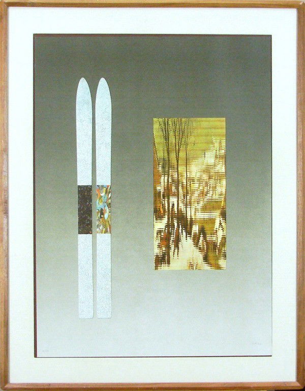 Jiri Kolar (1914-2002) Czechoslovakian: UNTITLED, 1983, color lithograph, signed in pencil, from the numbered edition 150, sheet 33 x 24 ¼", full margins, framed with glass.