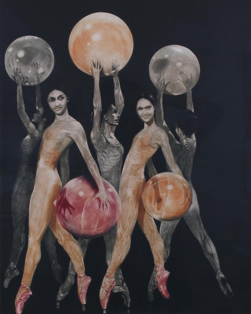 G. H. Rothe (1935-2007) German: BABY BALLERINA (R.49), 1981, color mezzotint, hand-inked colors may vary, signed and numbered 49/50 in pencil, image 27 ½ x 21 ½”, full margins, frame 39 x 31 ½” with 