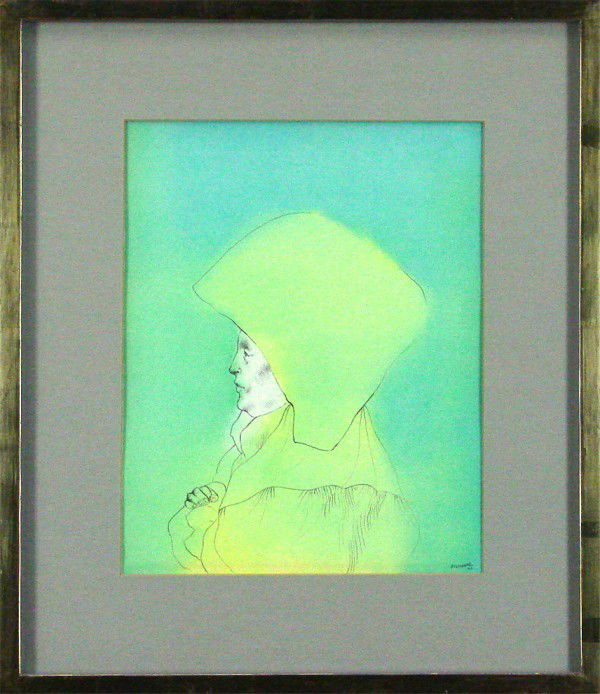 Rafael Coronel (b. 1932) Mexican: UNTITLED, 1969, watercolor and graphite drawing on paper, signed lower right, sight 13 ¼ x 10 ½", framed, mild toning along lower sheet edge, otherwise in apparently good condition.