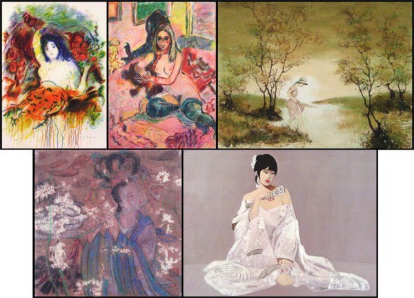 Wayne Ensrud (2), Renard Charz, Unidentified Artis: Wayne Ensrud, LORIE, 1980; RECLINING WOMAN IN STOCKINGS, two color lithographs, each signed in pencil, from the numbered editions 300, sheets 34 ¾ x 24 ¾" & 34 ½ x 25 ¼", the later with Creative A