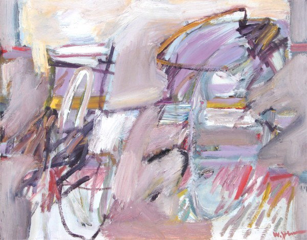 Wesley Johnson (b. 1934) Californian: UNTITLED, oil painting on canvas, signed lower left, 30 x 39 ¾", minor edge wear, minor surface soiling, otherwise in good condition.