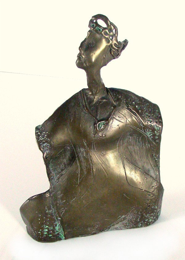 Mildred Kouzel (20th Century) American: FASHIONABLE WOMAN, cast bronze sculpture, signed on verso, 14" tall, 9 ½" wide.