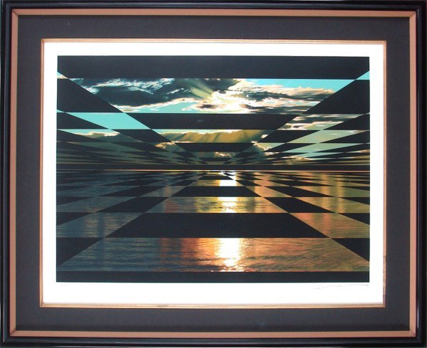 Frank Lisko (20th Century) American: UNTITLED, color lithograph, signed in pencil, from the numbered edition 250, image 26 x 36", full margins, framed, stray mark upper left margin, otherwise in good condition. Provenance: Center Art Gal