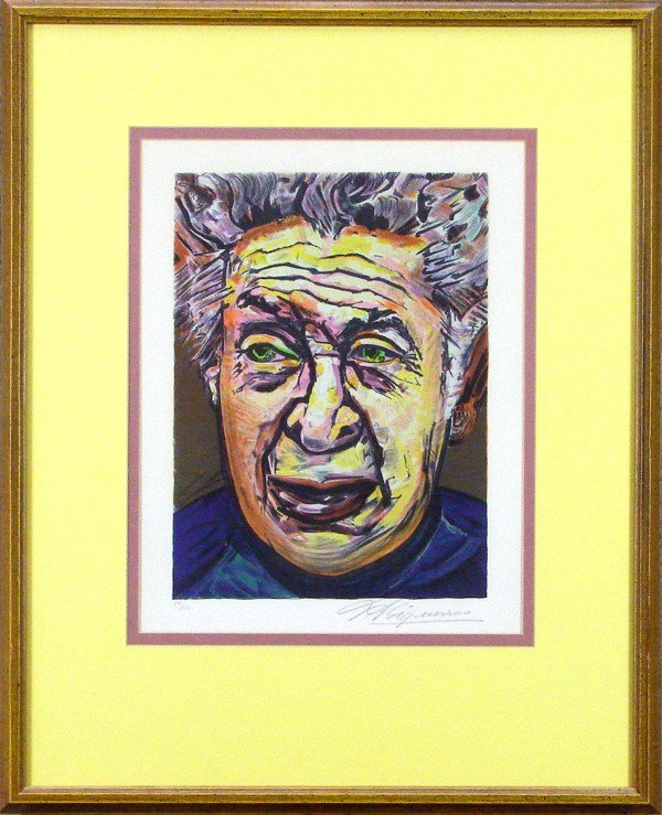David Alfaro Siqueiros (1896-1974) Mexican: SELF PORTRAIT, color lithograph, signed in pencil, from the numbered edition 250, image 16 ½ x 12", full margins, framed with glass, pale toning, otherwise in good condition.