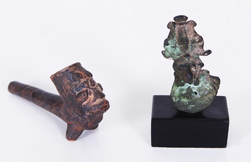 Pre-Columbian Style Pipe & Egyptian Figurine (two) (1 of 7)