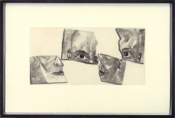 Francesco Clemente (b. 1952) Italian: SELF-PORTRAIT IN FOUR PARTS, 1980, spit-bite aquatint on Hiromi Shikibu Chine Colle, signed in pencil, from the numbered edition 30, image 9 ¾ x 19 ½", full margins, framed, with small speckles (ind