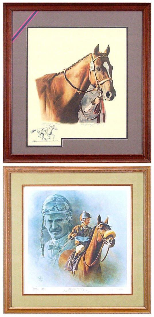 Kit Gustafson Power & Fred Stone (two): AFFIRMED, color print with nice pencil drawing lower left, signed in pencil, artist's proof aside from the numbered edition 750, sight 18 ½ x 17"; Together with Fred Stone, THE OLD WARRIORS, BILL SHO