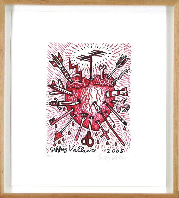 Jeffrey Vallance (b. 1955) Californian: ARTLUST: PIERCED HEART, 2005, color Giclee, signed in pencil, from the numbered edition 100, sheet 17 x 15", full margins, framed.