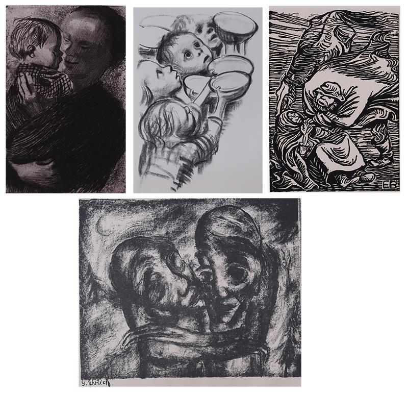 Katie Kollwitz  (1867-1945) German (2),  Ernst Barlach  (1870-1938) German &  Georg Erlich (1 of 6)