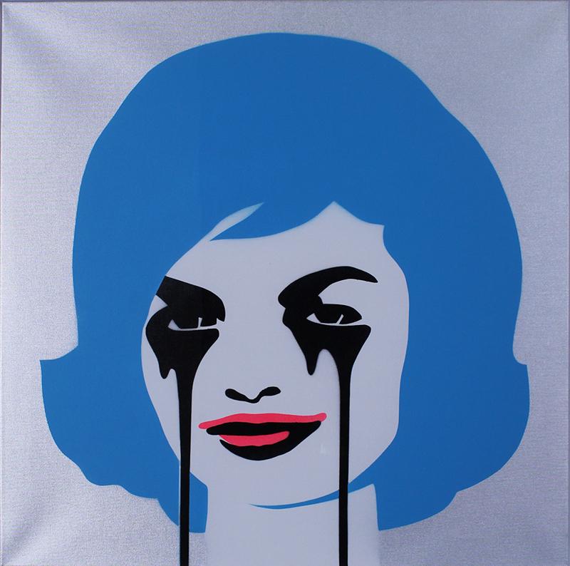 Pure Evil (b. 1968) British: JFKâ€™S NIGHTMARE, 2012, acrylic painting with spray paint on canvas, signed and dated and titled on verso, 29 ½ x 29 ½”, frame 35 x 35”. From the collection of Kaley Cu