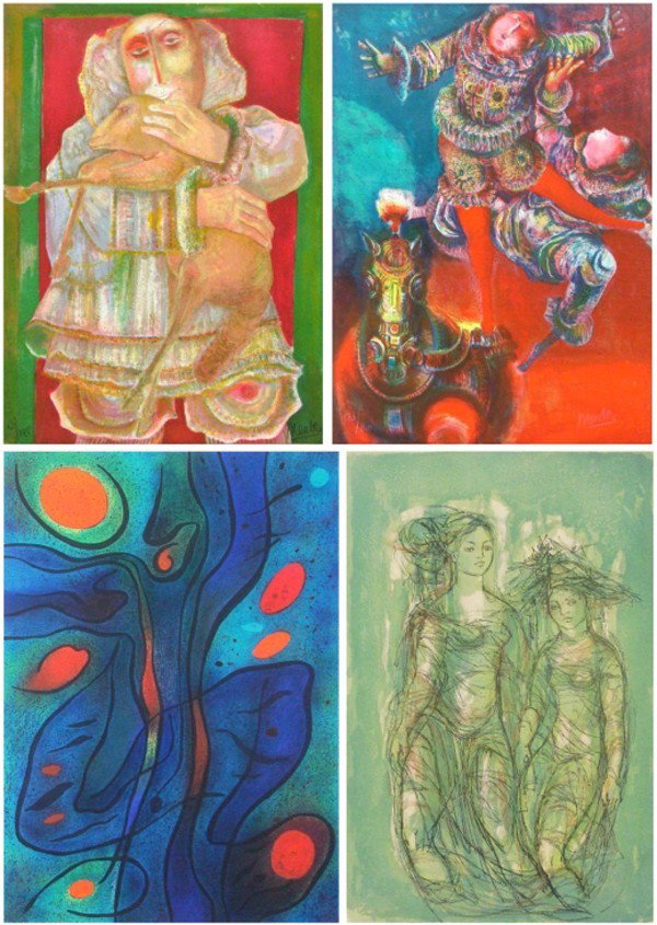 Blasco Mentor (2), Luis Alberto Solari & Madeleine: Blasco Mentor, VOLTAGE DANS L'AIR, color lithograph, signed in pencil, from the numbered edition 140, sheet 28 ¼ x 21"; LE MOUTON, color lithograph, signed in pencil, from the numbered edition 140, s