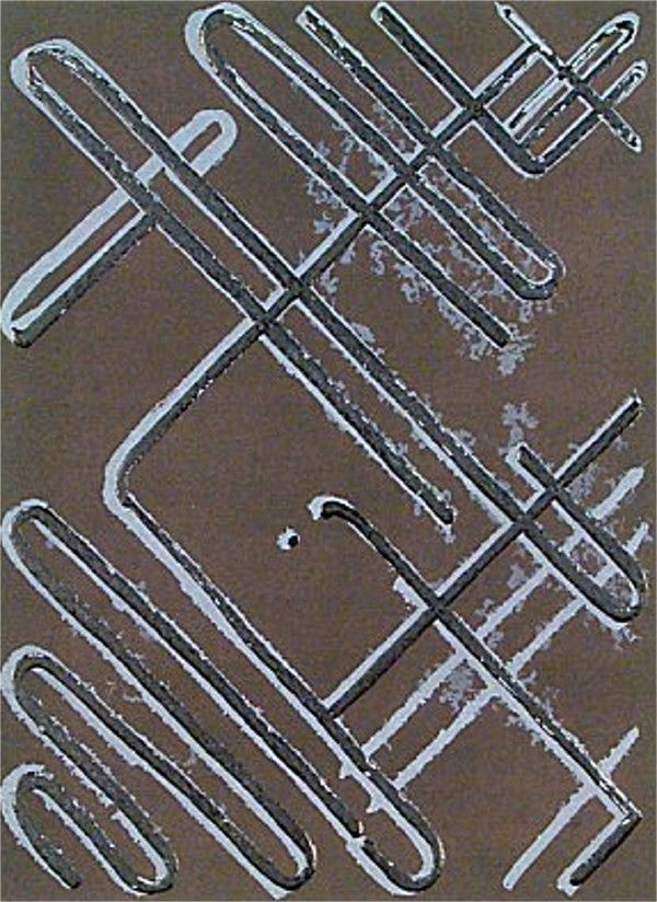 Ed Moses (b. 1926) Californian: ELOI VADOR, color etching, signed in pencil, from the numbered edition 75, image 18 x 13", sheet 30 x 22", soft handling creases, a few smudges in margins, otherwise in good condition.