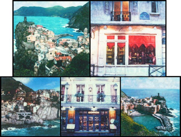 Ernesto Rodriguez (20th Century) Cuban (five): MONOROLLA; CINQUE TERRE; FISHING VILLAGE; ANNICK GOLITAL; LE POISSON, five color Giclees, each signed in pencil, from the numbered editions 295, 575 & 275, images average 11 x 11", all with full margi