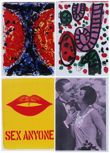 One Cent Life: Sam Francis (1923-1994) , Robert Indiana, Alan Davie & Wallasse Ting (four): Sam Francis UNTITLED , Robert Indiana SEX ANYONE? , Alan Davie UNTITLED & Wallasse Ting KISSING COUPLE/ Lavender (four) , 1964, each a single page color lithograph and letterpress, from the edition of