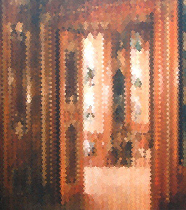 Alex Brown (b. 1966) American: PRESENCE CHAMBER, 1998, oil painting on canvas, titled signed and dated on verso, 68 x 60". Feature Inc. NYC