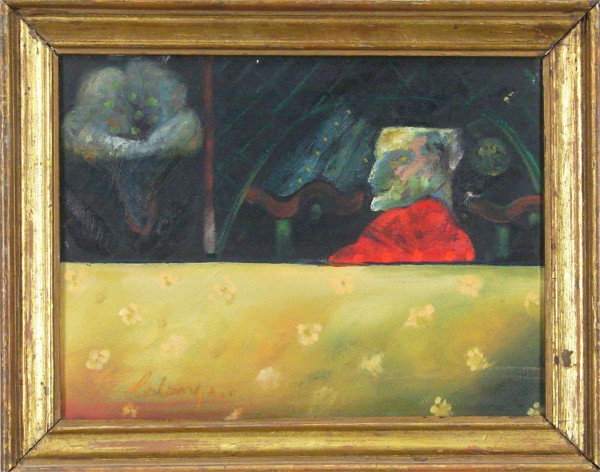 Alejandro Colunga (b. 1948) Mexican: A PUENTE Y MACEJON, oil painting on canvas, titled and signed on verso, 12 x 16", framed, surface soiling, diagonal craquelure, otherwise in good condition