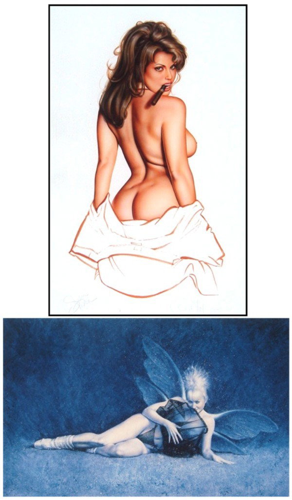 Olivia De Berardinis (b. 1948) American (two): SPONTANEOUS COMBUSTION, 1997, color Giclee on thick wove paper, signed in pencil by artist and model Sandra Taylor, from the edition 300, sheet 32 x 22"; BLUE FAIRY, color Giclee on thick wove paper, 